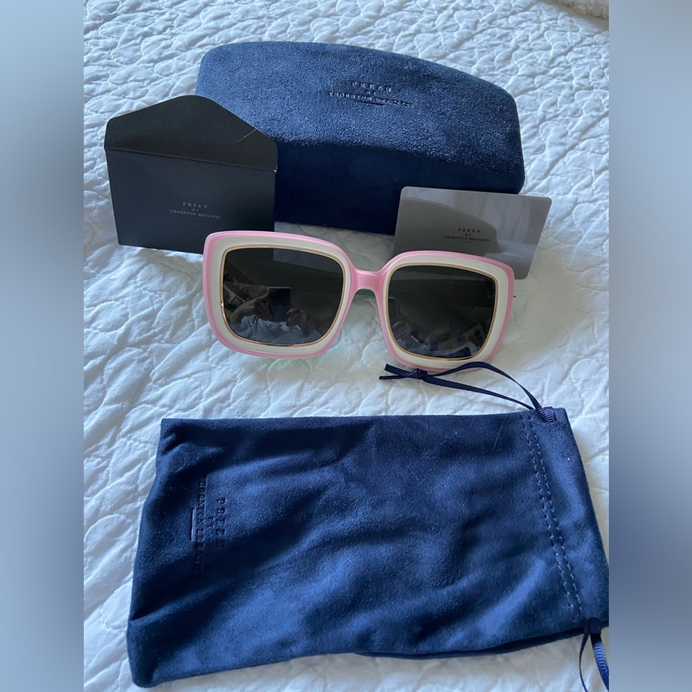 PREEN Pink and Green Square Sunglasses